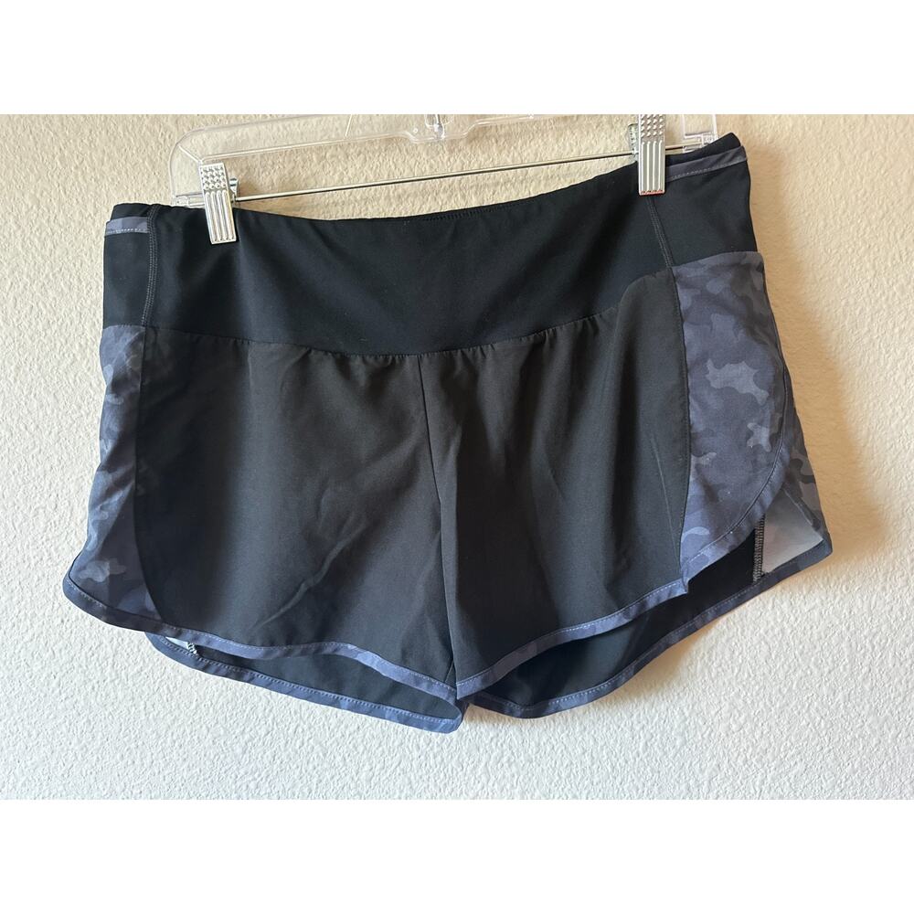 Zyia Active Black with Camo Print 5 Star Athletic Running Shorts Size XL